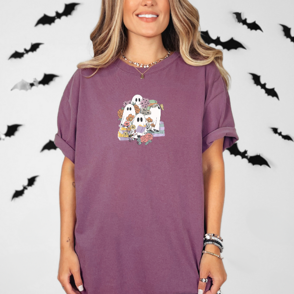 Ghostly Reading Cuddle Puddle Halloween T-shirt, Sweatshirt, Mug