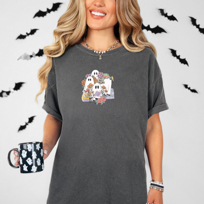 Ghostly Reading Cuddle Puddle Halloween T-shirt, Sweatshirt, Mug